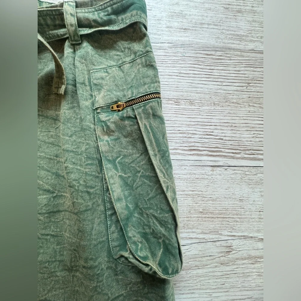 NWT EarthBound Cargo Skirt Tie Dye Button Fly with tie Belt M